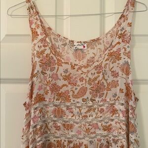 Free People Floral Sleeveless Top - Pink and Orange